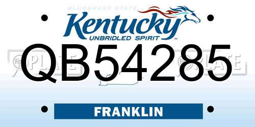 QB54285 Kentucky License Plate