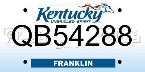 QB54288 Kentucky License Plate