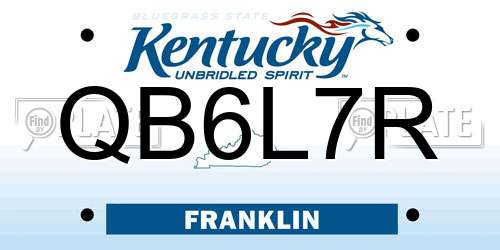 QB6L7R Kentucky License Plate