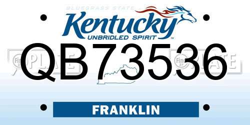 QB73536 Kentucky License Plate