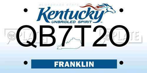 QB7T2O Kentucky License Plate