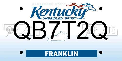 QB7T2Q Kentucky License Plate
