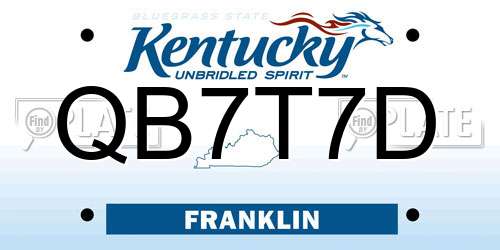 QB7T7D Kentucky License Plate