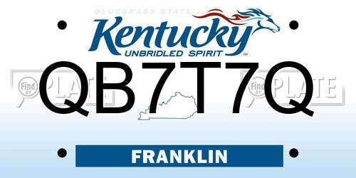QB7T7Q Kentucky License Plate