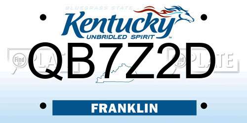 QB7Z2D Kentucky License Plate