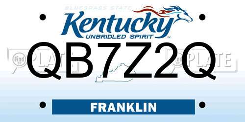QB7Z2Q Kentucky License Plate