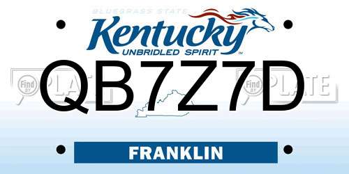QB7Z7D Kentucky License Plate
