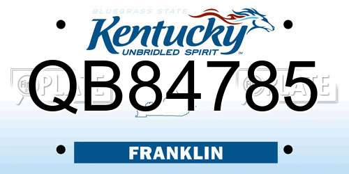 QB84785 Kentucky License Plate
