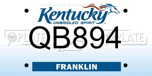 QB894 Kentucky License Plate
