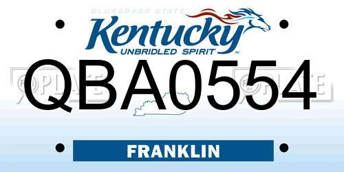QBA0554 Kentucky License Plate