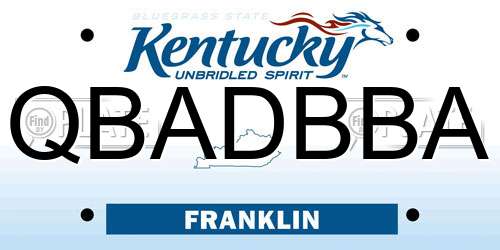 QBADBBA Kentucky License Plate