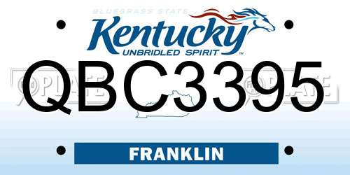 QBC3395 Kentucky License Plate