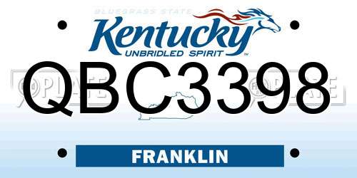 QBC3398 Kentucky License Plate