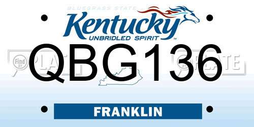 QBG136 Kentucky License Plate