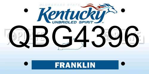 QBG4396 Kentucky License Plate