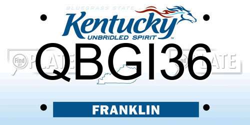 QBGI36 Kentucky License Plate