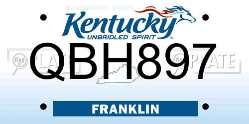 QBH897 Kentucky License Plate