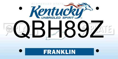 QBH89Z Kentucky License Plate