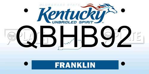 QBHB92 Kentucky License Plate
