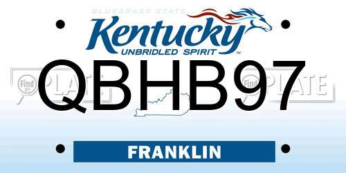 QBHB97 Kentucky License Plate