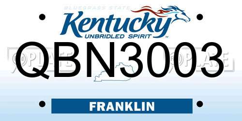QBN3003 Kentucky License Plate