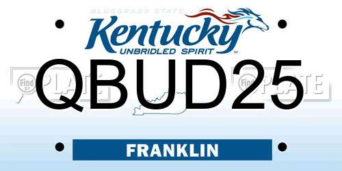 QBUD25 Kentucky License Plate