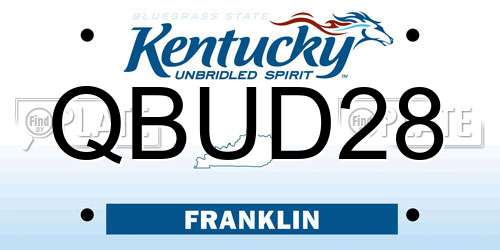 QBUD28 Kentucky License Plate