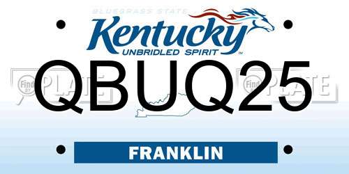 QBUQ25 Kentucky License Plate
