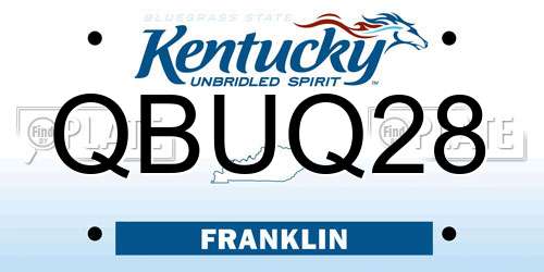 QBUQ28 Kentucky License Plate