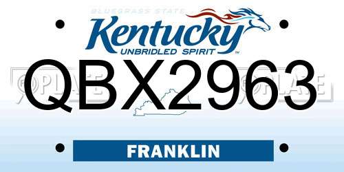QBX2963 Kentucky License Plate