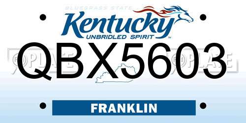 QBX5603 Kentucky License Plate