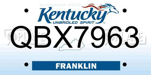QBX7963 Kentucky License Plate