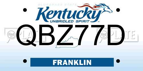 QBZ77D Kentucky License Plate