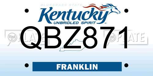 QBZ871 Kentucky License Plate