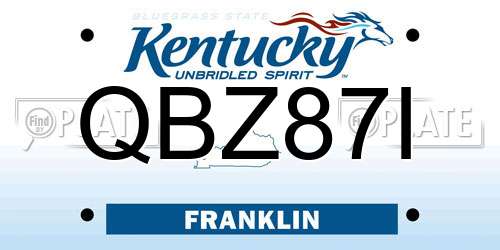 QBZ87I Kentucky License Plate