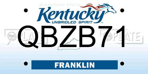QBZB71 Kentucky License Plate