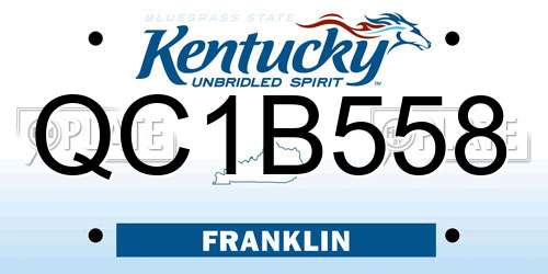 QC1B558 Kentucky License Plate