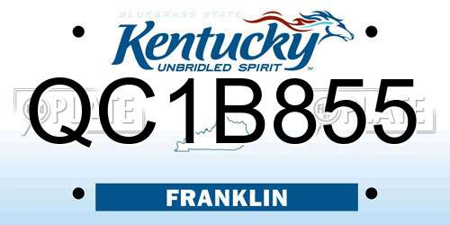 QC1B855 Kentucky License Plate
