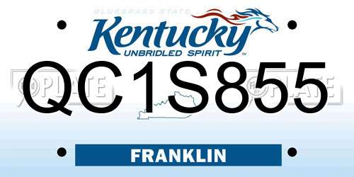 QC1S855 Kentucky License Plate