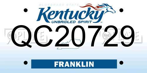 QC20729 Kentucky License Plate