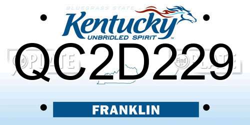 QC2D229 Kentucky License Plate