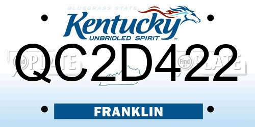 QC2D422 Kentucky License Plate