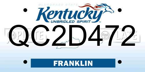 QC2D472 Kentucky License Plate