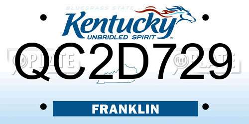 QC2D729 Kentucky License Plate