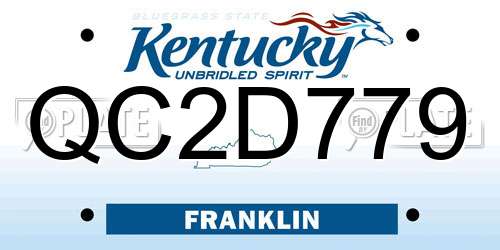 QC2D779 Kentucky License Plate