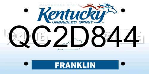 QC2D844 Kentucky License Plate