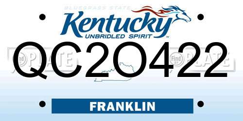 QC2O422 Kentucky License Plate