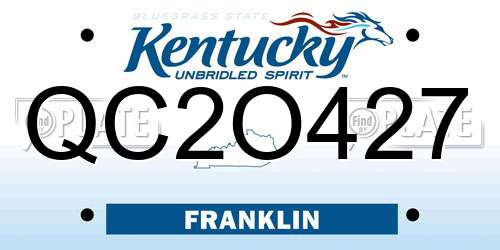 QC2O427 Kentucky License Plate
