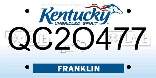QC2O477 Kentucky License Plate