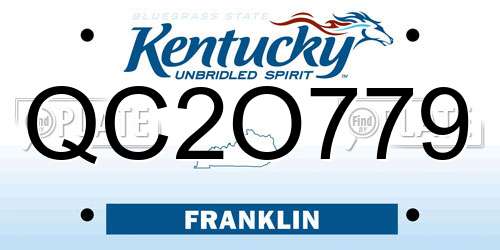 QC2O779 Kentucky License Plate